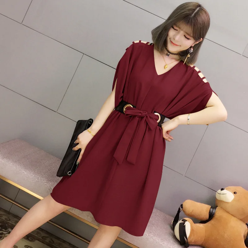 Women's Clothing Off-Shoulder Dress Elegant Summer New Style Fat Casual Loose Young Girl Office Lady Korean Japan 2021 Fashion