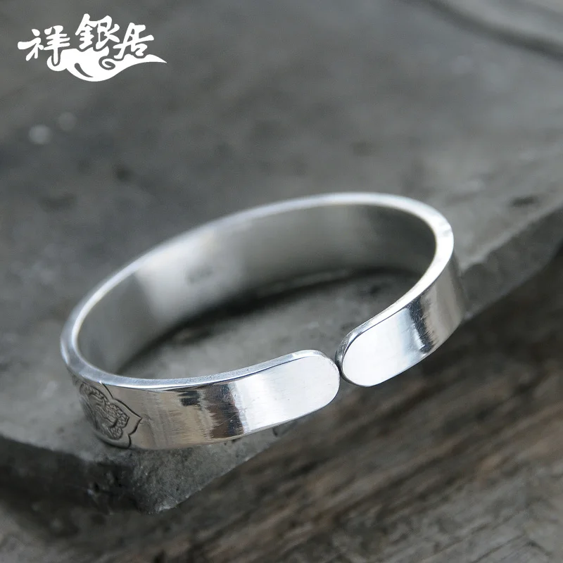 ★silver product S999 silver peony silver bracelet in fine silver bracelet original silver restoring ancient ways