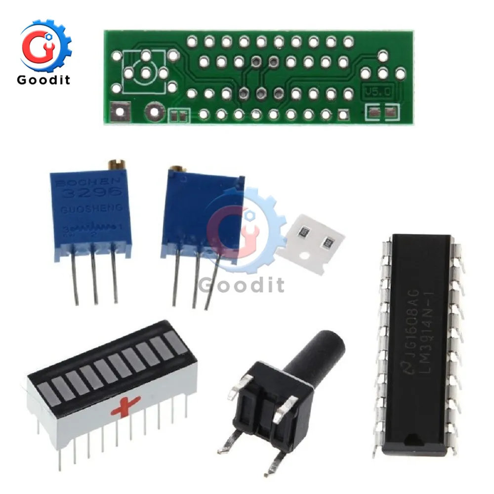 Electronic Diy Kits 3.7V Lithium Battery Display Board Capacity Indicator Module LED Power Level Tester 12V Li-ion Lipo LM3914