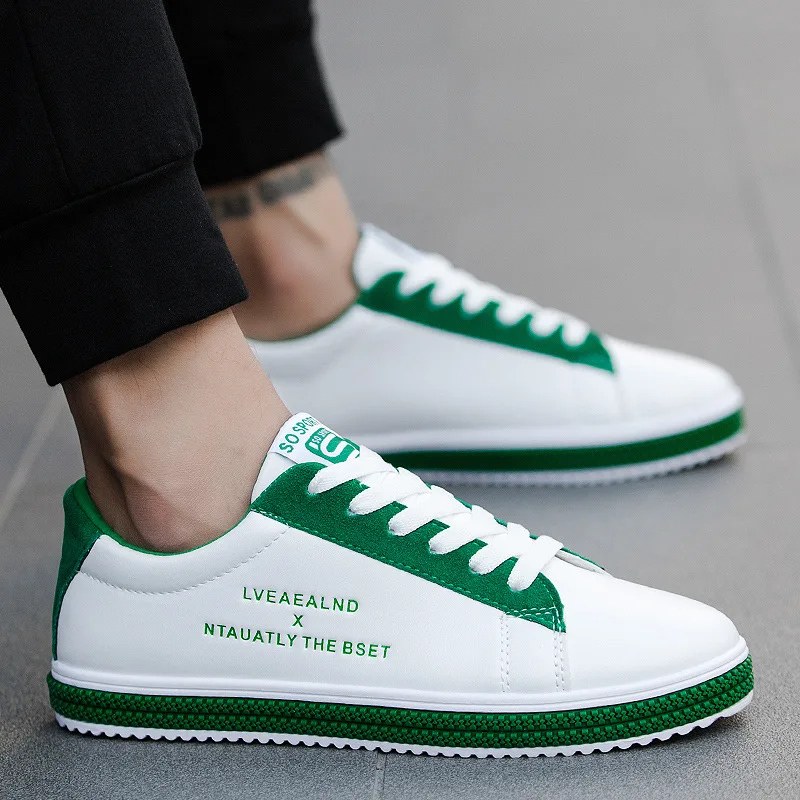 Green White Leather Shoes Men\'s Waterproof Sneakers Red Mens Shoes Casual Men Sneakers Boys Summer Gym Sports Shoes Tenis Male