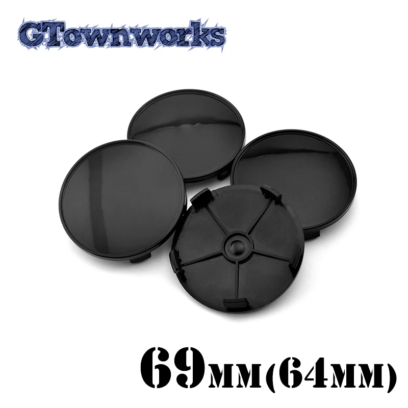 GTownworks 4 pcs OD 69mm(2.72in) ID 64mm Plain Center Cap Cover Wheel Hub  For Car Rim ABS Plastic Hubcap Dust Cover Accessories