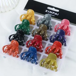 12Color/Card 4CM Acrylic Plastic Small Crab Hair Claw Clip Women Girls Cute Candy Mini Solid Barrette Clamp Hair Accessories Set