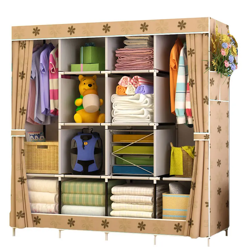 Large Wardrobe Cloth Wardrobe Fabric Closet Clothing Storage Cabinet Dustproof Wardrobe Bedroom Furniture Closet Storage Cubes