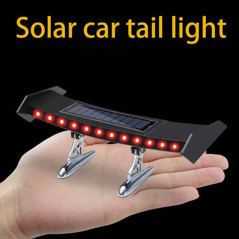 

Mini Solar Car Rear Spoiler Tail Light 12V Universal LED Flashing Warning with Smart Sensor Waterproof Wing Modified Accessories