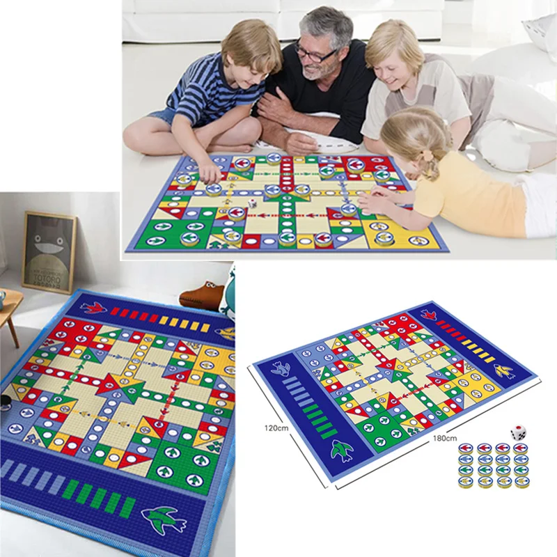 Foldable Flying Chess Crawling Mat Kids Carpet Ludo Portable Board Game Camping Travel Game Set Family And Party Games Toy Chess