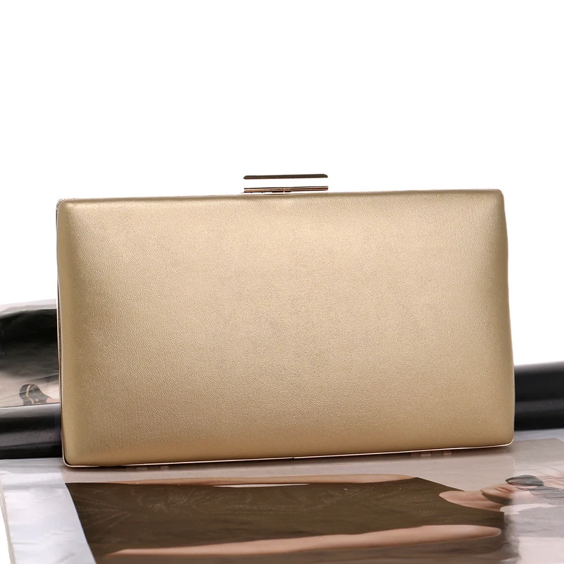 Women PU Fashion Clutch Mixed Color Leather Metal Ladies  Evening Bags Party Wedding Bridal Handbags