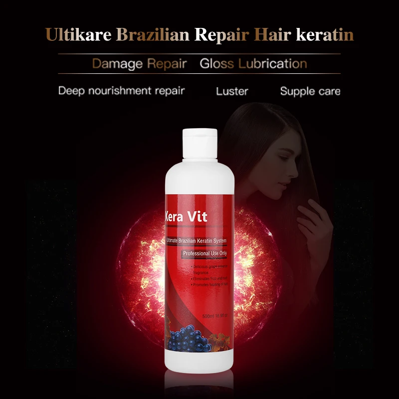 Week Formaldehyde 1.6% Keravit Brazilian Professional Keratin Treatment Straighten and Care Damaged Hair With A Red Comb