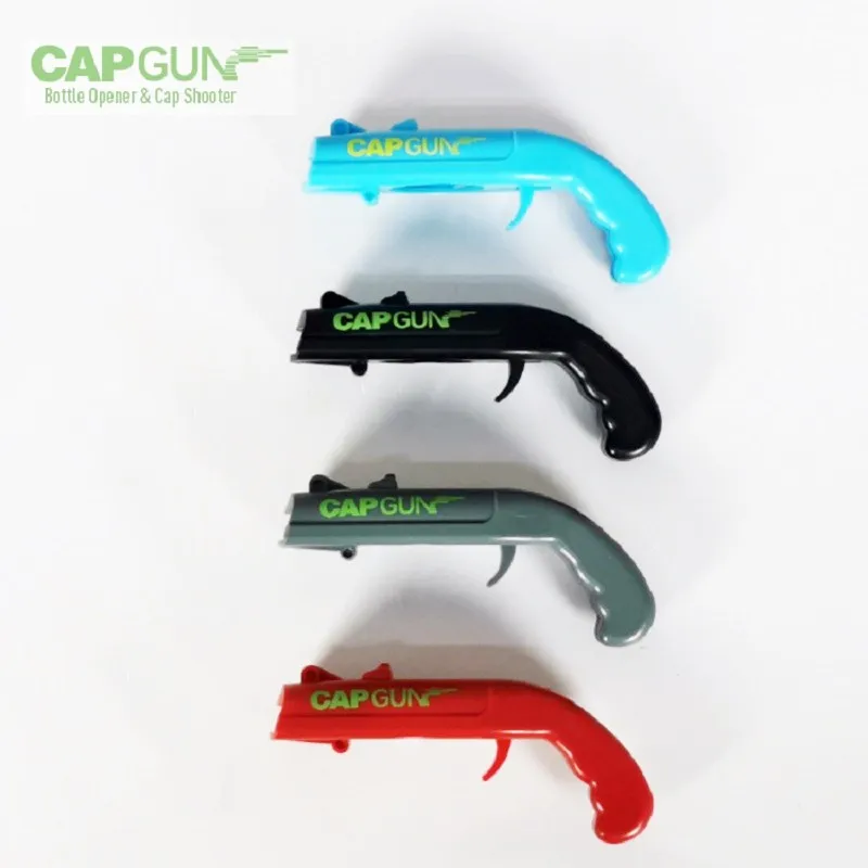 Creative flying bottle cap launcher beer beverage gun type bottle opener