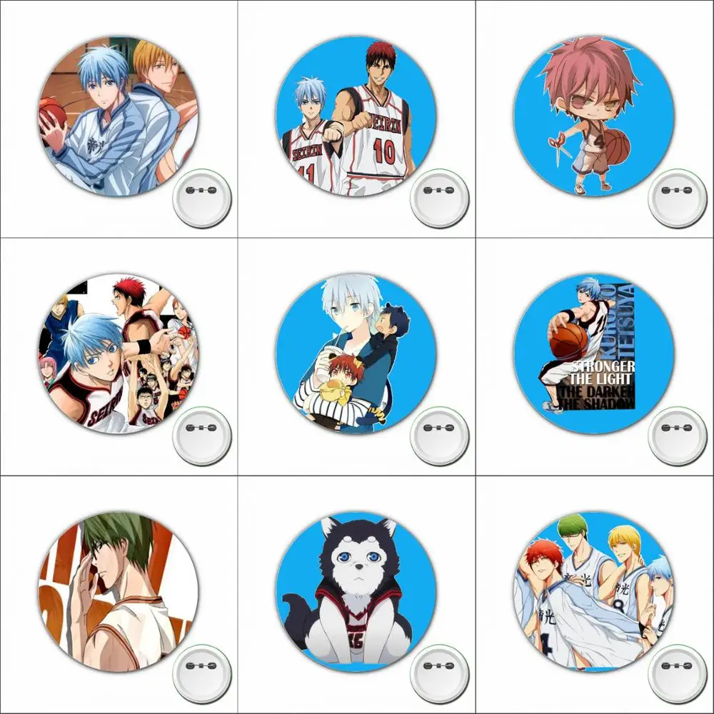 Insignia de dibujos animados de Kuroko's Baske, broche de Luffy, pines, iconos, decoración, botón, accesorios de ropa, 3 piezas