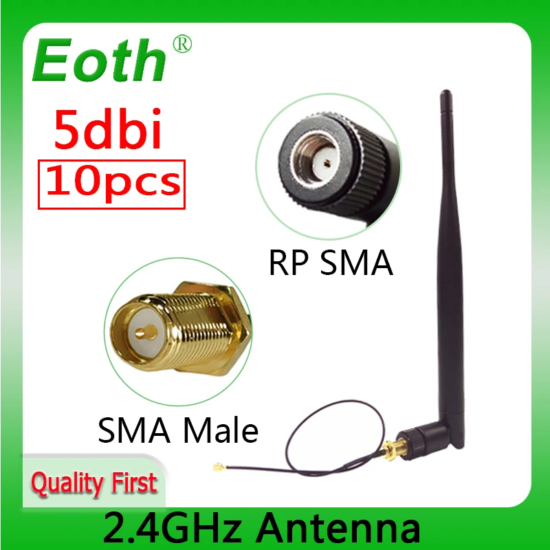 

EOTH 2.4g antenna 5dbi sma female wlan wifi 2.4ghz antene IPX ipex 1 SMA male pigtail Extension Cable iot module antena