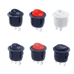 1pcs 5pcs 10pcs Red Black White ON/OFF Round Rocker Toggle Switch 6A/250VAC 10A 125VAC Plastic Push Button Switch 2PIN 3PIN