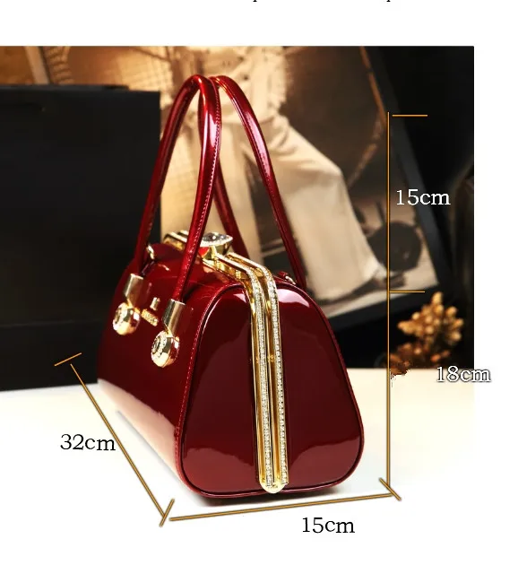 New Luxury Handbag Women Bag Designer High Quality Patent Leather Handbag Ladies Evening Clutch Stereotype Clip Tote Red Wedding