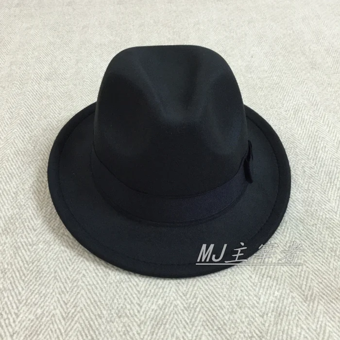 MJ Michael Jackson Hat Billie Jean Hat Dangerous Classic Fedora Child Black Hats Cap Party Costume Prop for Kids #1BLJD01012