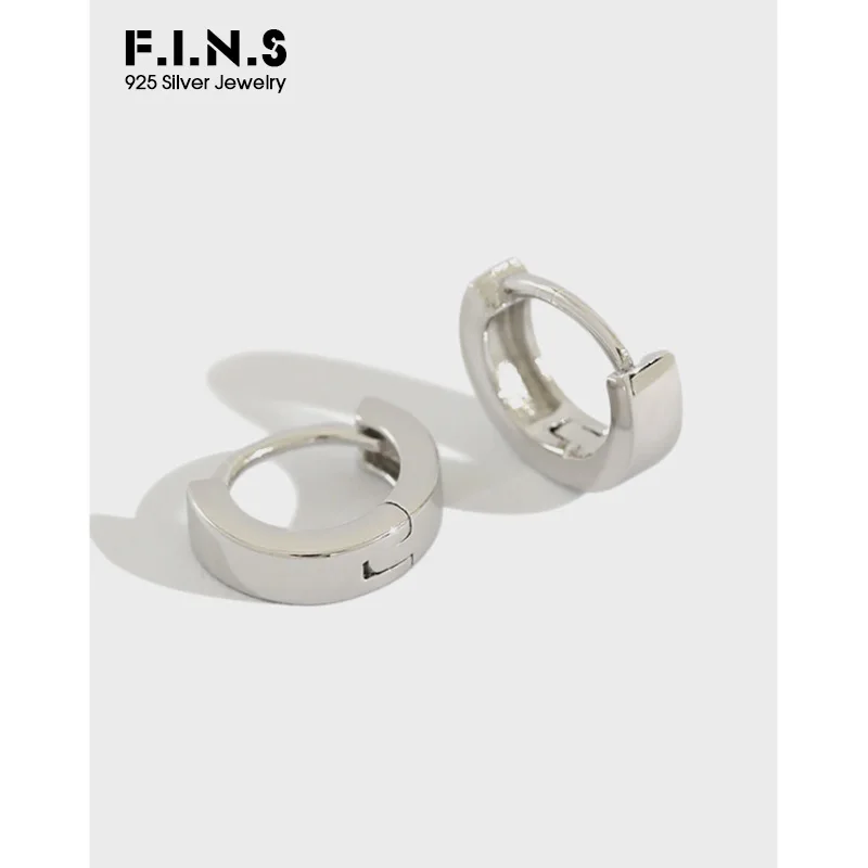 

F.I.N.S S925 Sterling Silver Ear Buckle Geometric Simple Small Circular Silver 925 Hoop Earring Female Minimalist Jewelry