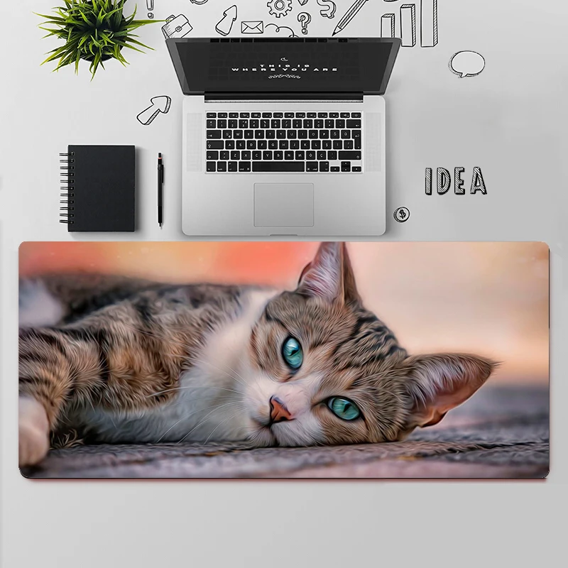 Tapis de souris de jeu pour ordinateur PC, accessoire de bureau, grand format, chat mignon XXL, pour clavier d'ordinateur portable