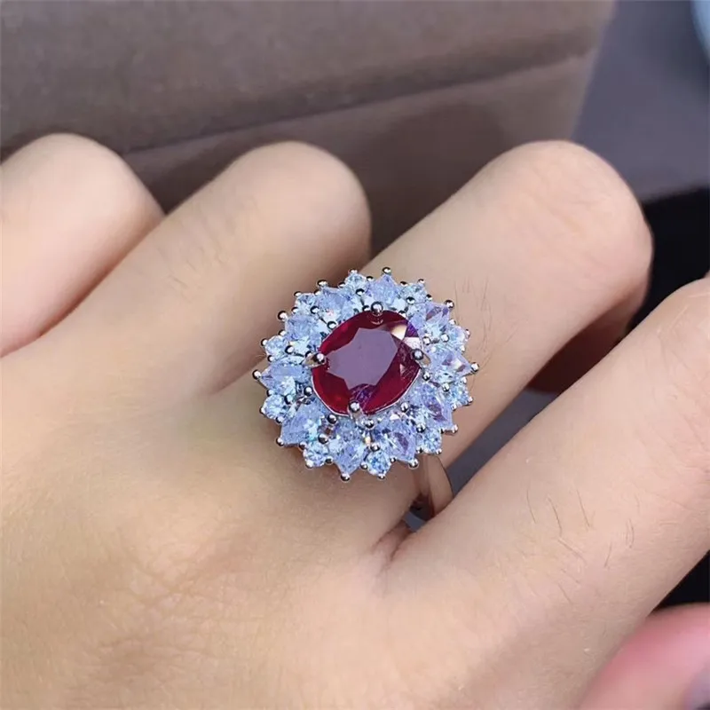 

100% Natural Ruby Ring for Engagement 0.4ct SI Grade Ruby Silver Ring Solid 925 Silver Ruby Jewerlry