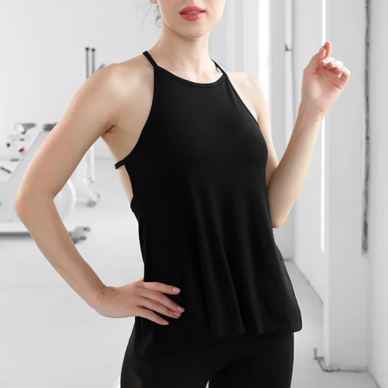 

New Breathable Women's Sports Top High Elastic Quick Strapy Dry Yoga Crop Tank Tops Female Running Vest Fitness Shirt Gym Wear