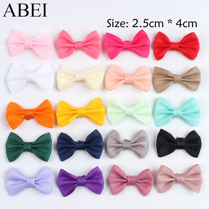 50pcs Mix Colors Grosgain Ribbon Bows Handmade Single Color Bow DIY Crafts Garments Hats Dress Sewing Accessories