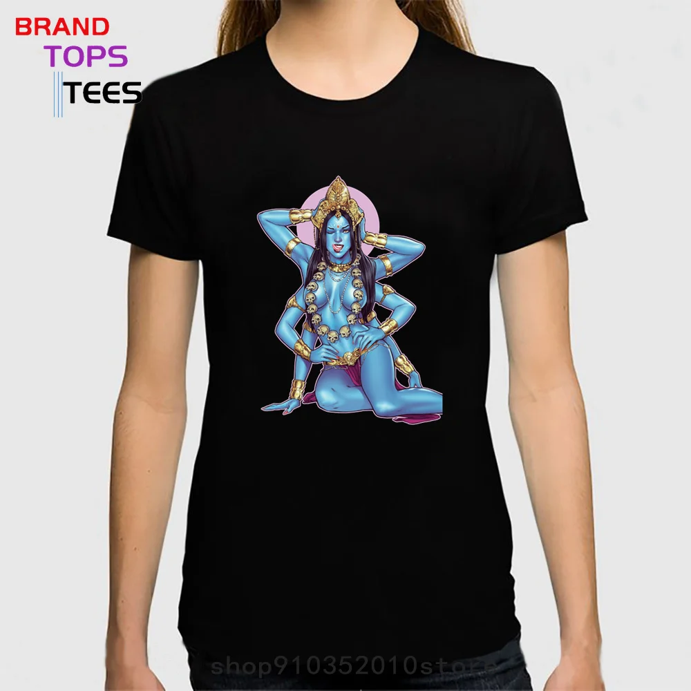 Fashion Indian Goddess of Death T-shirt women Hindu God Kali Ma T shirt Shiva Goddess Skull Tshirt camiseta