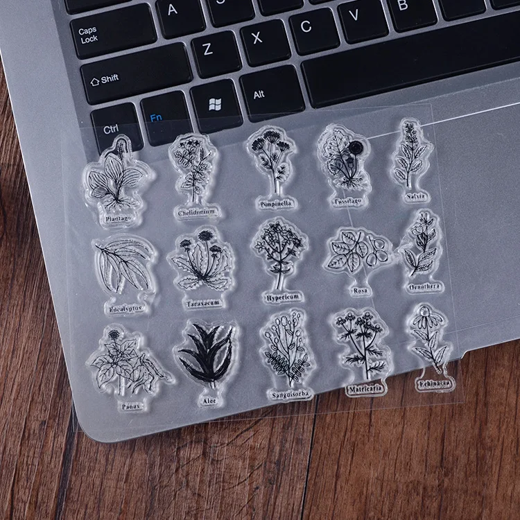 Pantago Plant Aloe Transparent Clear Stamps Scrapbook Card Album Paper Stamps for Diy Handmade Silicone Rubber Roller Stamps