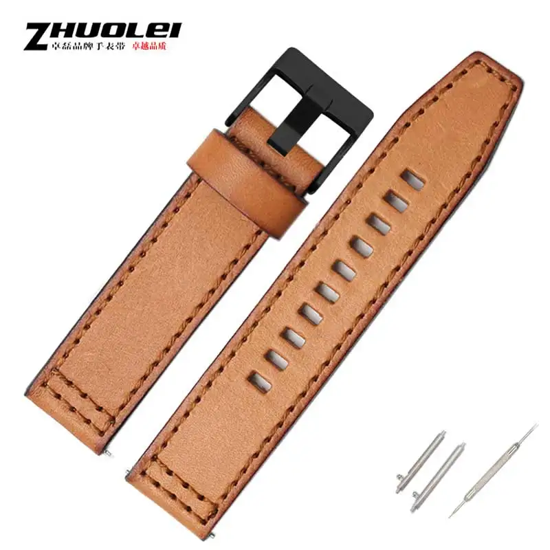 For Fossil JR1354|1487|1424 watchband high quality Retro quick release genuine leather diesel strap black dark brown 22mm 24mm