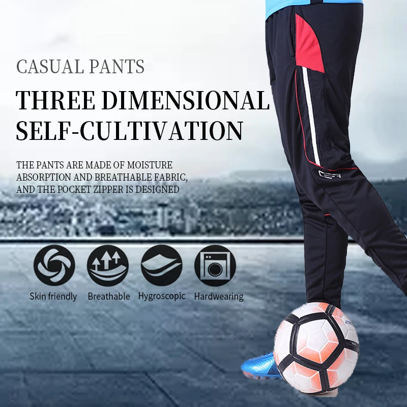 Men Running Sports Pants GYM Football Soccer Training Soccer Pant Jogging Long Trousers Sweatpants Sportwear