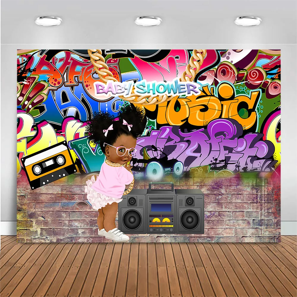 Baby Shower Photo Background Graffiti Theme Fresh Princess Photography Backdrop Newborn Girls Birthday Backdrop Decor Banners