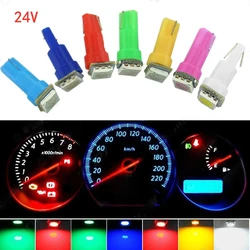 50Pcs 7color T5 1SMD 24V Blubs Wedge Dashboard LED Lights Bulbs Car Lnstrument Indicator AC Lamp Auto Interior Accessories