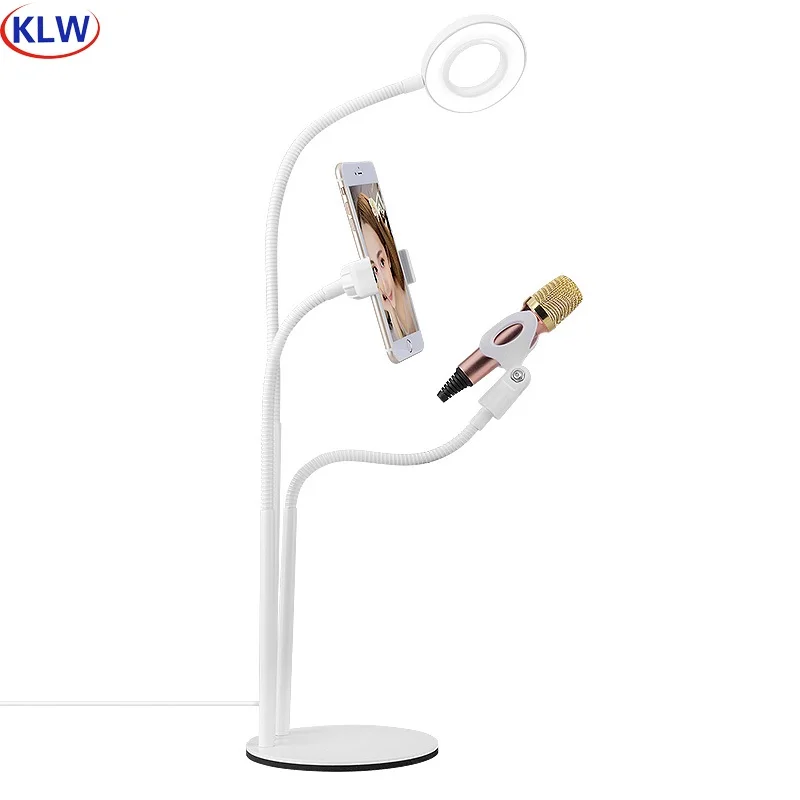 

KLW PUJIN-003 Live Broadcast Anchor Supplementary Light Bracket Beauty Desktop Integrate Selfie Stick With Dimmable Fill Light