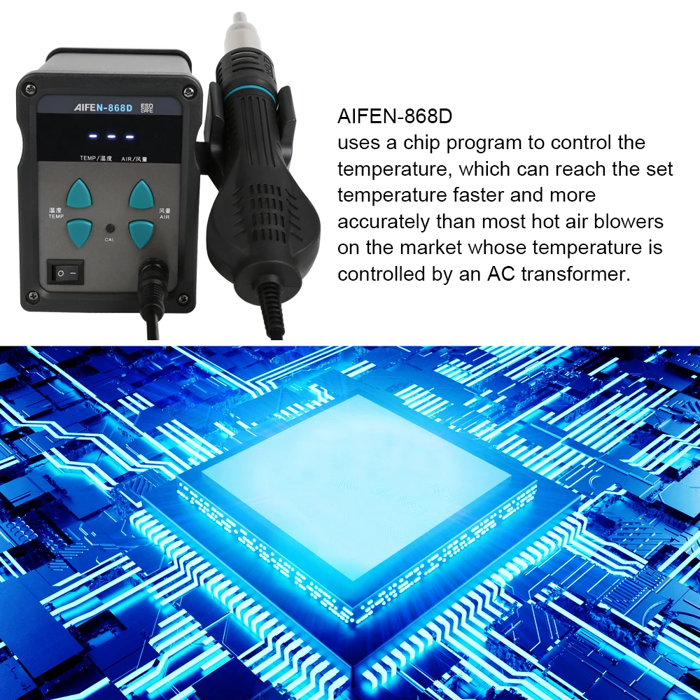 AIFEN-868D Hot Air Station 700W LED Digital Solder Iron Desoldering Rework Soldering Station Heat Gun For BGA Welding Repair