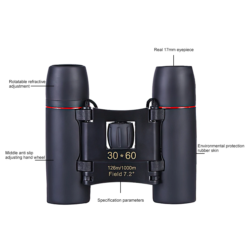 Mini télescope Zoom pliable 30x60, longue portée 1000m, Bak4 20X, optique, chasse, Sports de plein air, Camping