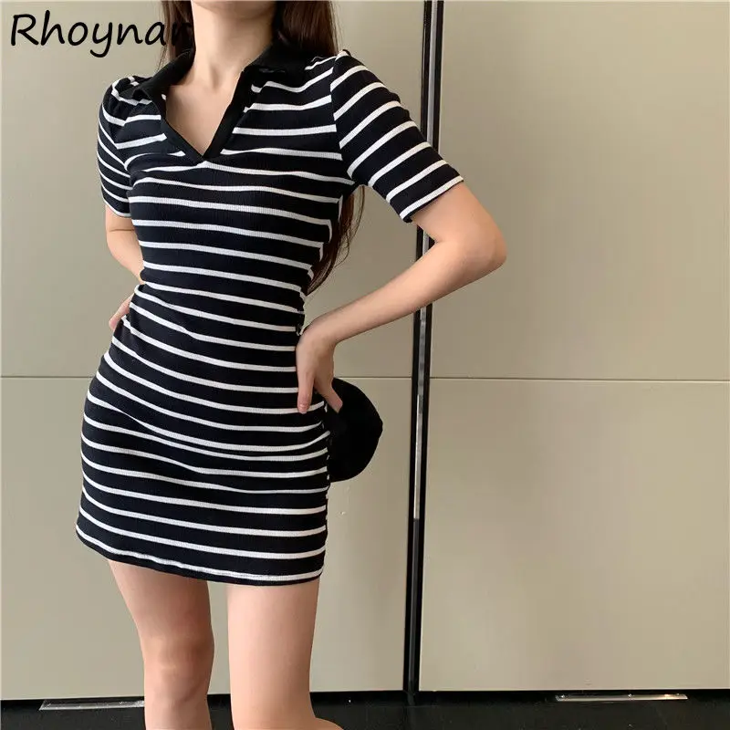 

Striped Dress Women Simple Office Lady Design Clothing Sundress All-match Holiday Leisure Soft New Arrival Vintage Classic Chic