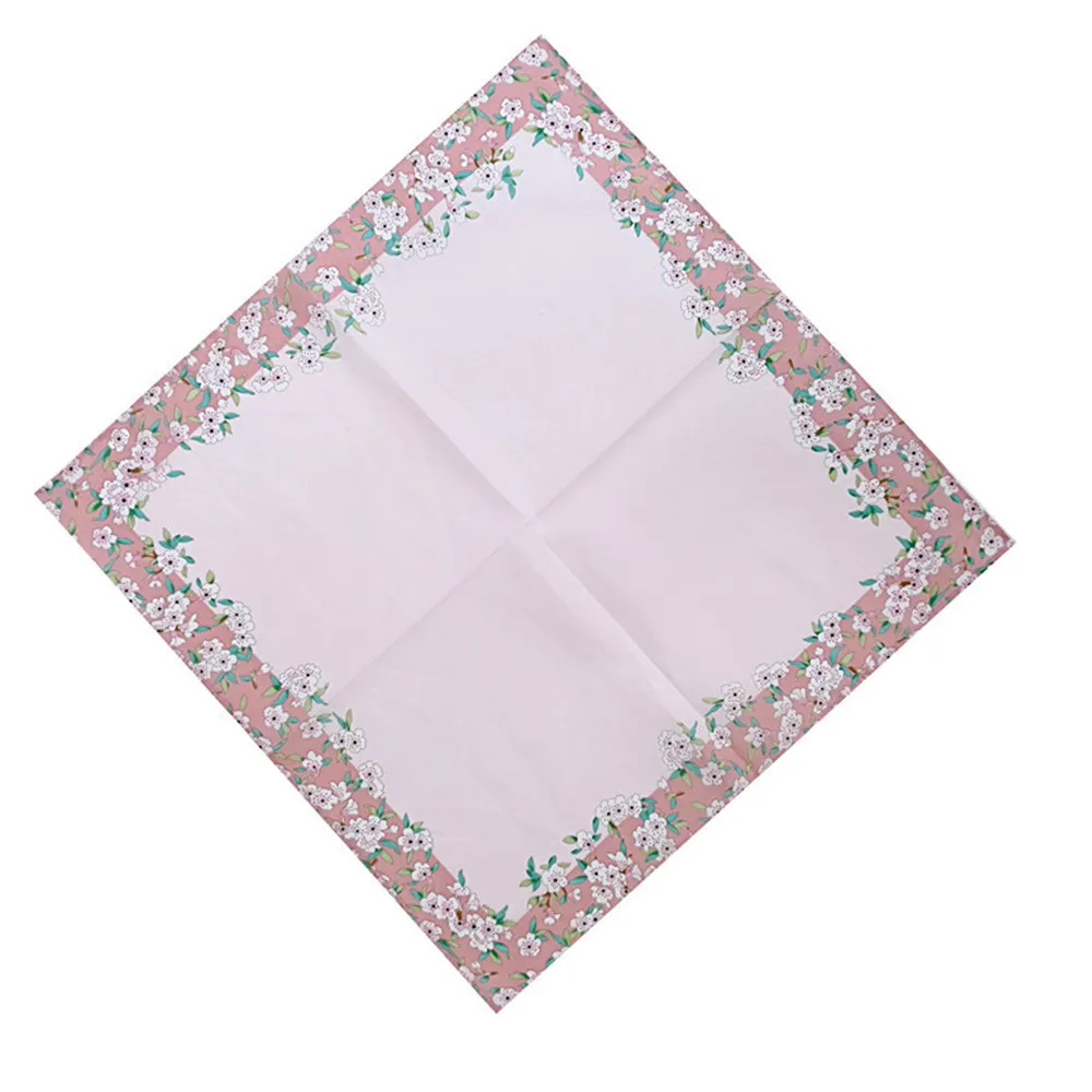 1PC Colorful Handkerchief Women Cotton Floral Embroidered Scarf Pocket Hankie Hankerchief White Pink Blue Color 2023 Wholesale