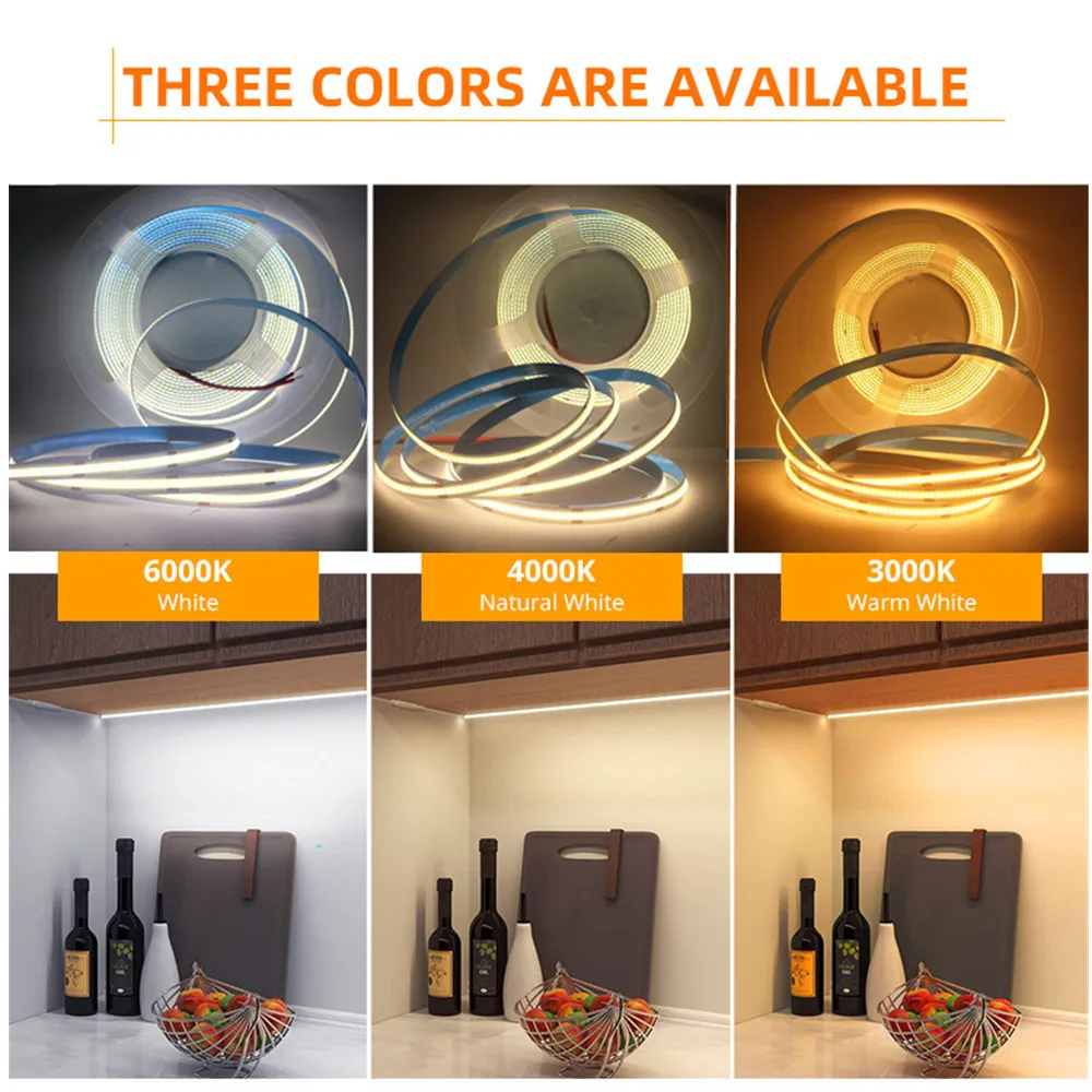 5V COB LED Strip Light USB Powered With ON/OFF Switch 1M 2M 3M LED Tape Ribbon 320Leds/M Lamp Rope High Density FOB Linear Light