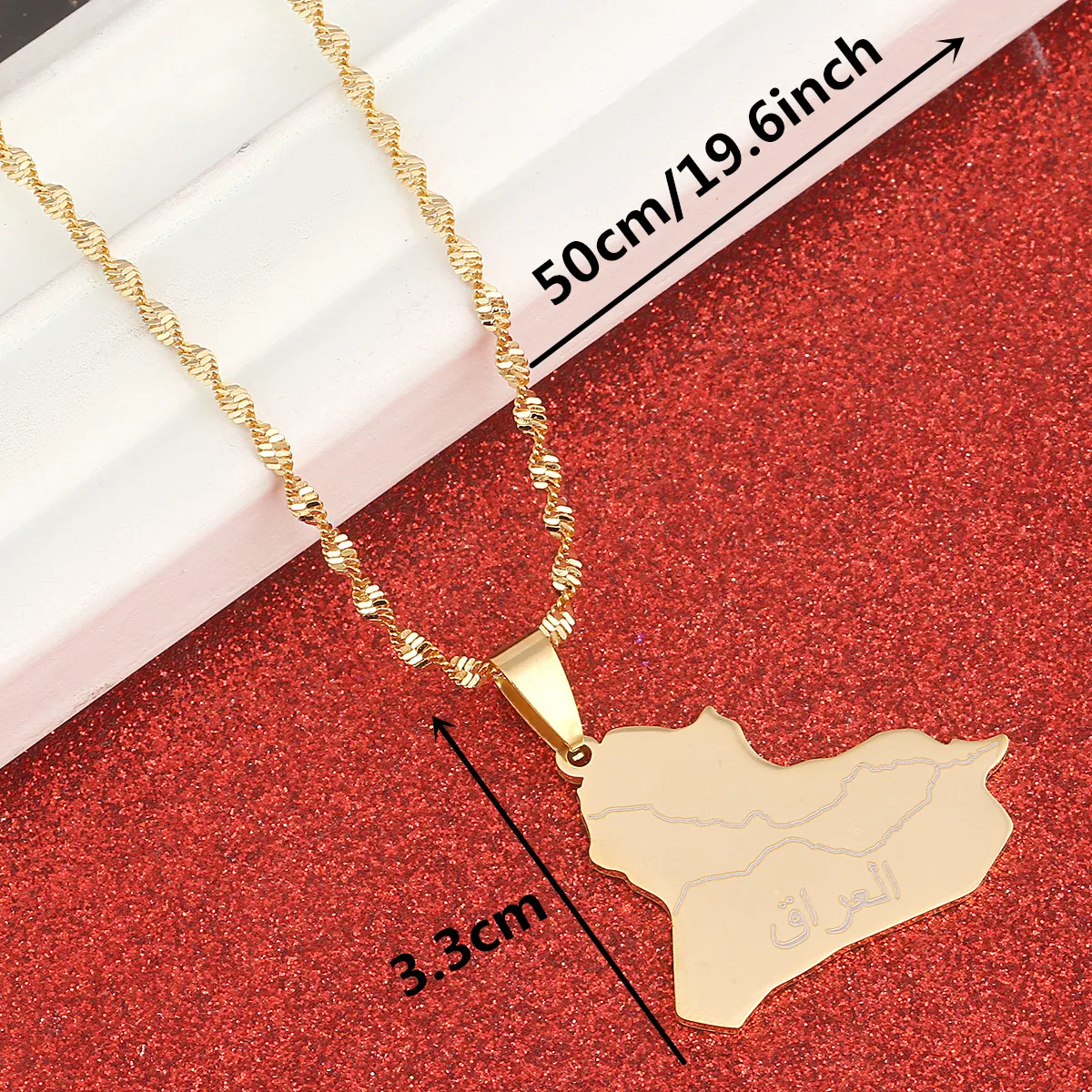 Stainless Steel Gold Color Iraq Map Pendant Necklace Map Of Iraq Charm Jewelry