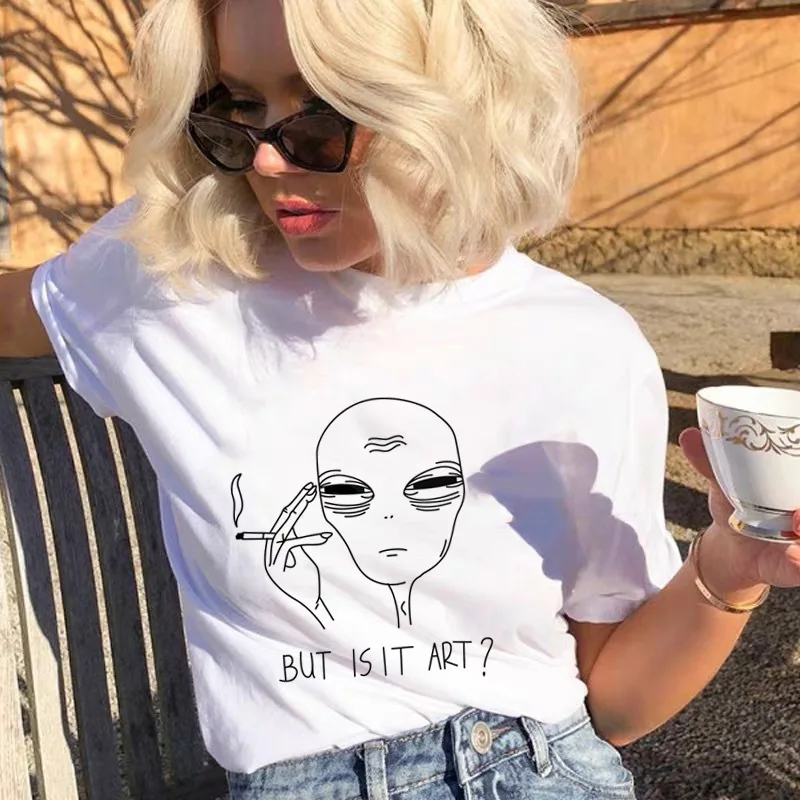 

Sugarbaby But is it art T-Shirt Unisex Tee Short Sleeve Fashion Casual Tops Alien Funny Tumblr T shirt Casual Tops Drop ship