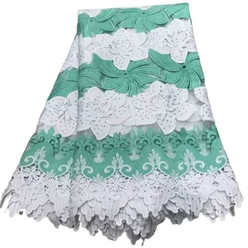 Green NEW African Guipure Lace Fabrics High Quality Nigerian Swiss Voile In Switzerland Net Tulle Lace 2.5 Yards For Wedding