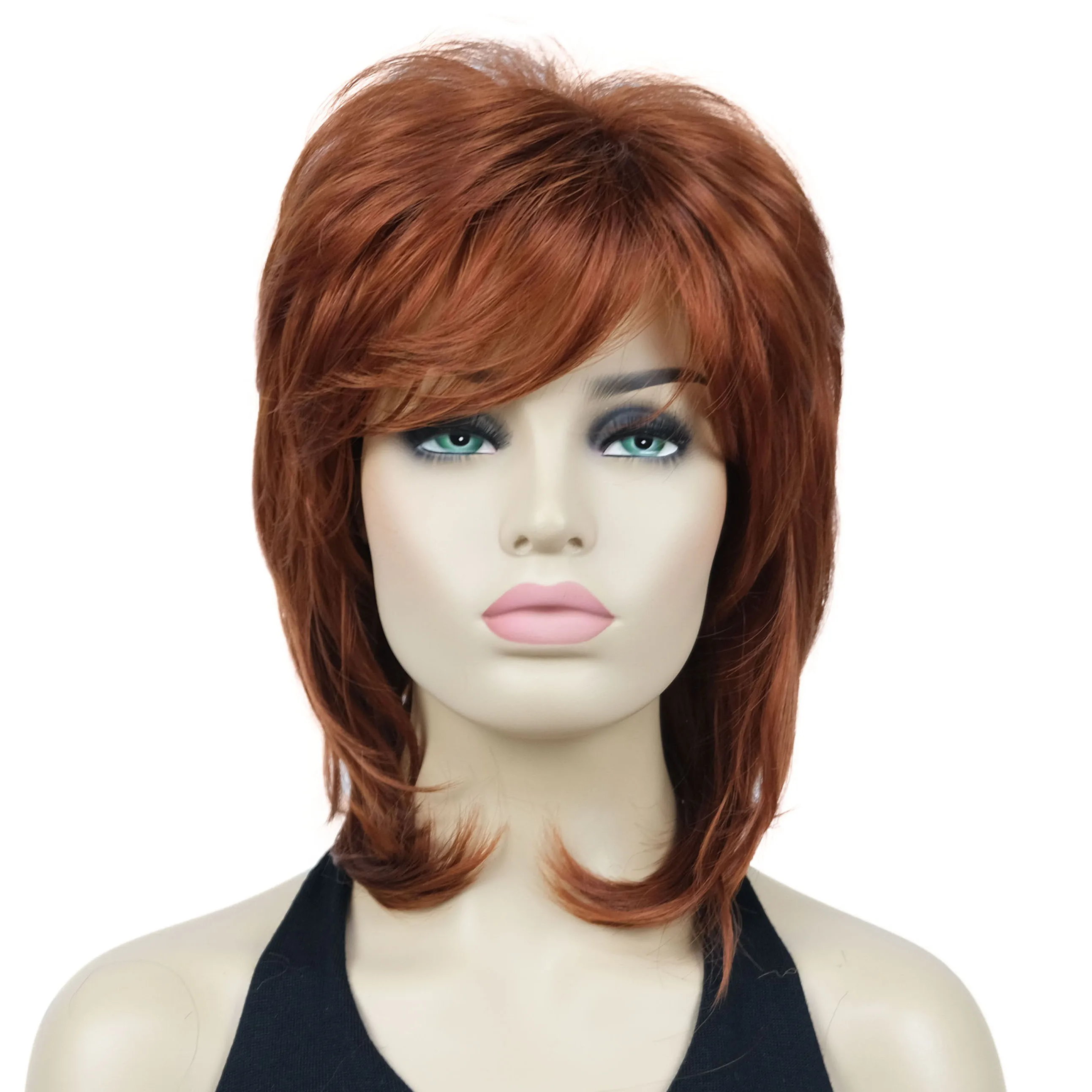 StrongBeauty Short Shaggy Layered Copper Red Classic Cap Full Synthetic Wig Women\'s Wigs COLOUR CHOICES