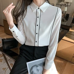 Women Shirt Long Sleeve Professional Formal Chiffon Shirt Top Womens Tops and Blouses 2021 Spring