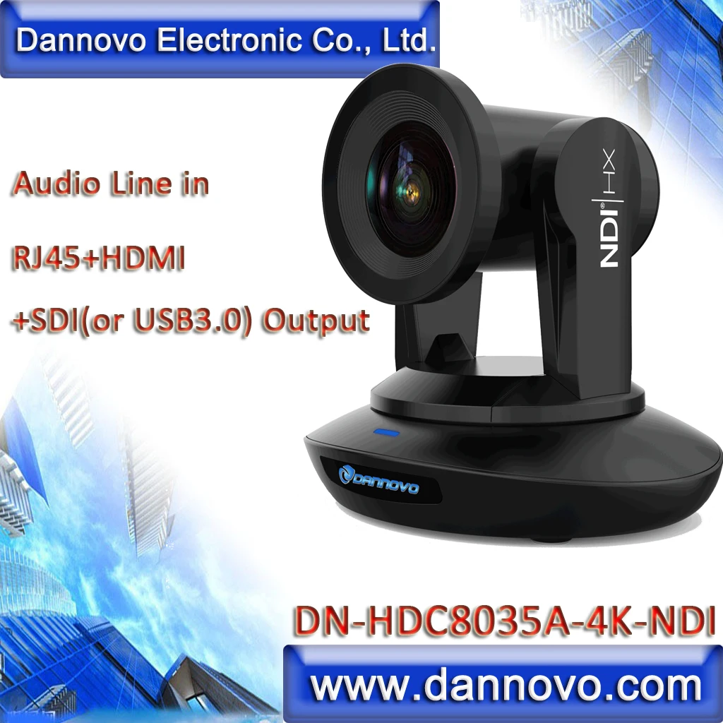 FreeShipping: DANNOVO 35x Zoom NDI UHD Video Camera, Support Audio Line in, VISCA, ONVIF, POE Camera(DN-HDC8035A-4K-NDI)