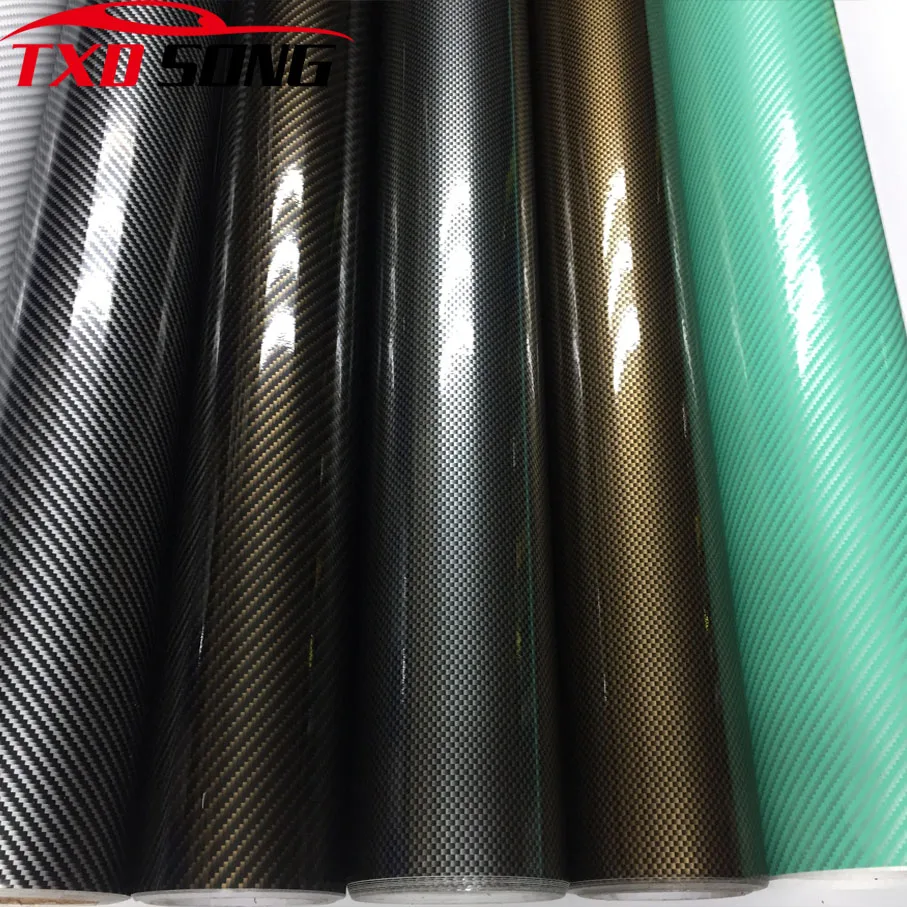 

High Glossy Film 2D Carbon Fiber Film DIY Vinyl Film Auto Wrapping Waterproof Coving Film With Air Drain 1.52X30m