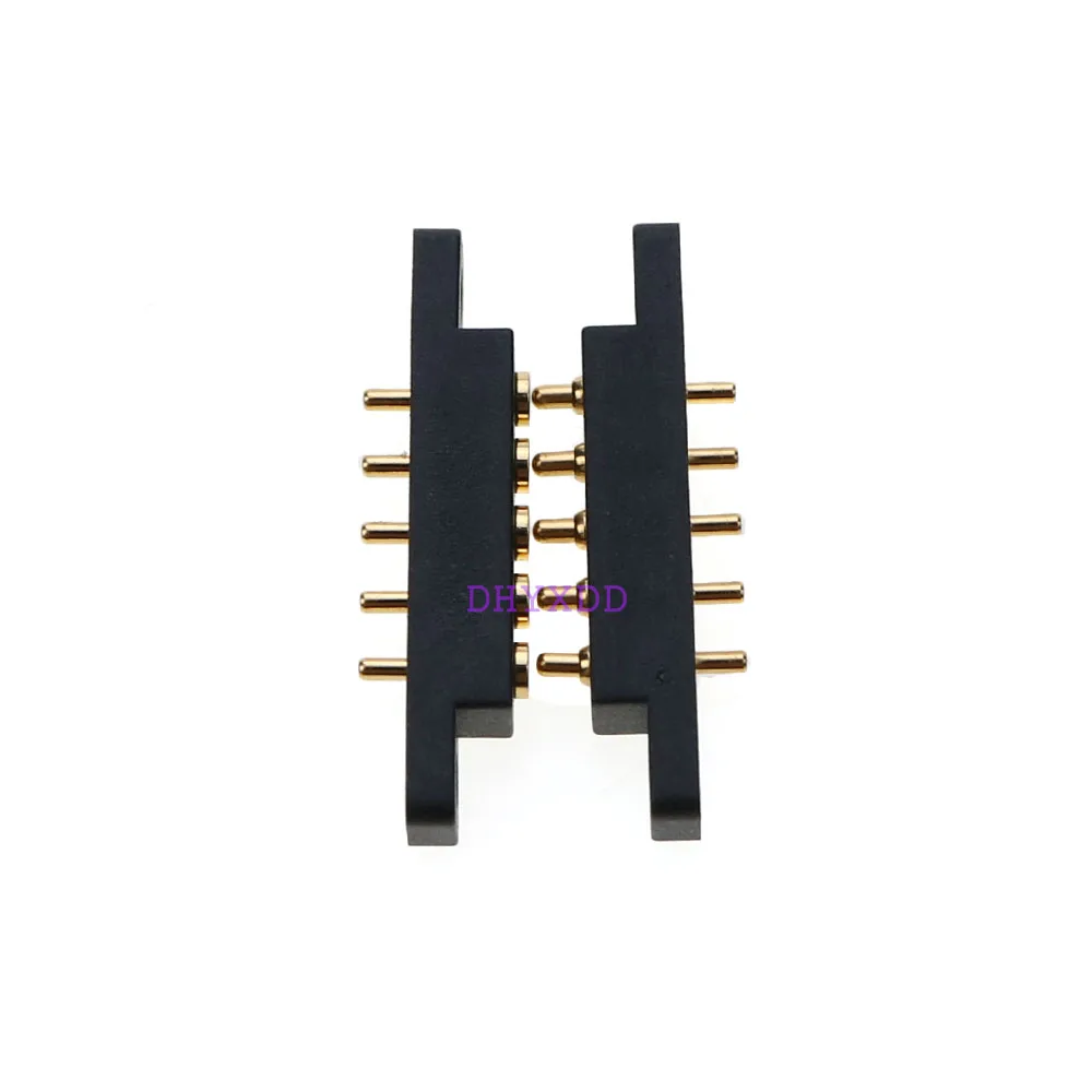 2Pcs Female Male Spring Loaded Connector Pogo Pin 5 Pin 2.54 MM Pitch Through Holes With Flange Panel Mount Single Row Strip