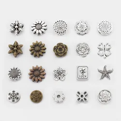 10Pcs Antique Silver Color SunFlower Snowflake Slider Spacers Beads For 10*2mm Flat Leather Cord Bracelet Jewelry Accessories