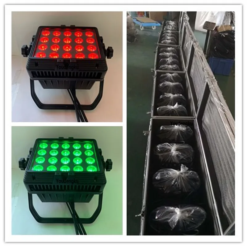 4 pieces with flight case  20x18W RGBWA+UV 6IN1 Outdoor Waterproof City Color LED Wall Washer Silent Operation Stage Light