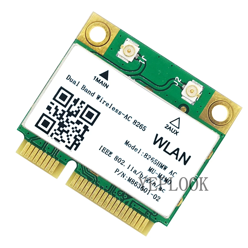 Wireless-AC 8265 8265HMW 8265AC 867Mbps Dual Band 2.4G/5Ghz 802.11ac 2x2 WiFi Bluetooth 4.2 Mini PCIe Half Size Network Card