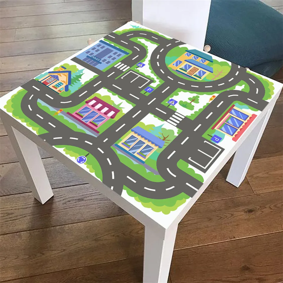 Gioco divertente per bambini Adesivo da tavolo per traffico cittadino Pellicola adesiva impermeabile per copertura da tavolo per bambini Decorazioni