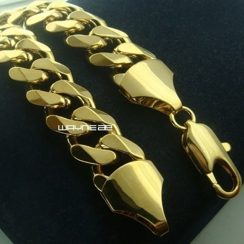 Yellow Gold  Color Noble Mens Bracelet Chain Gift Jewelry b163