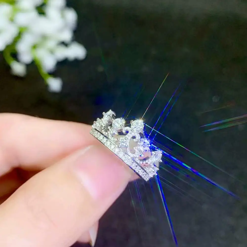 moissanite  Crown Ring, Queen, 925 Silver Diamond, Birthday Wedding Gift
