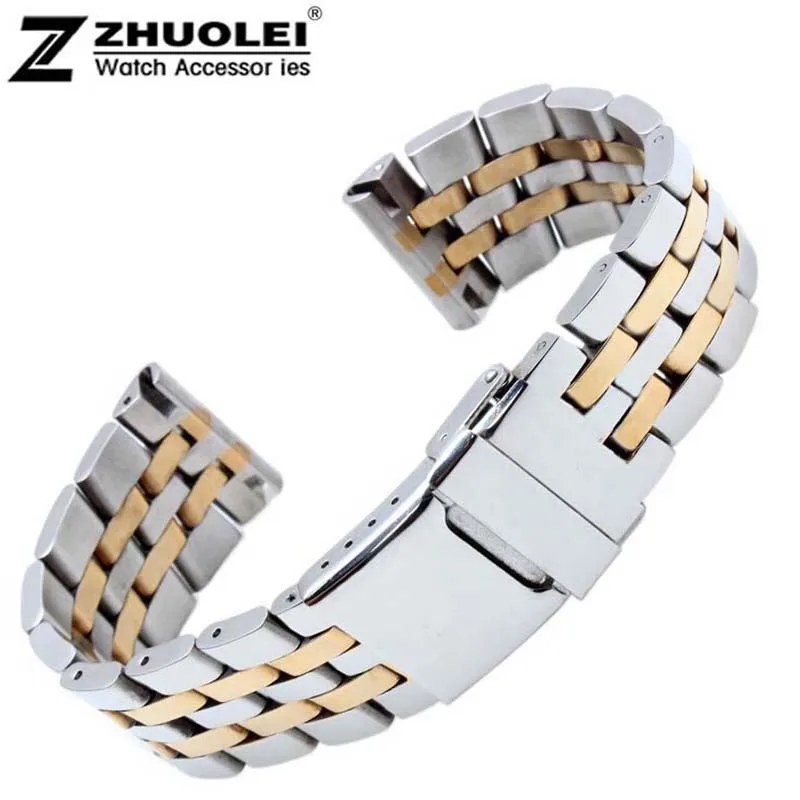 Pulsera de reloj de acero inoxidable para hombre, pulsera sólida de alta calidad, 22mm, 24mm