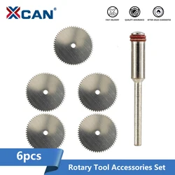 XCAN Circular Saw Blade 6pcs 22 25 32mm Stainless Steel Cutting Disc with Mandrel Metal Cutting Saw Disc for Dremel Rotary Tool